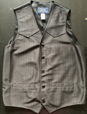 Circle S Suit Vest Men's Large Black Western Dallas Texas Made USA Vintage