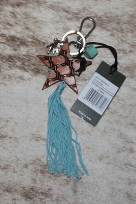 Myra Bag #14514 Western Star Key Fob 2''x2'' + Fringe~Hand Tooled Leather~Charms~