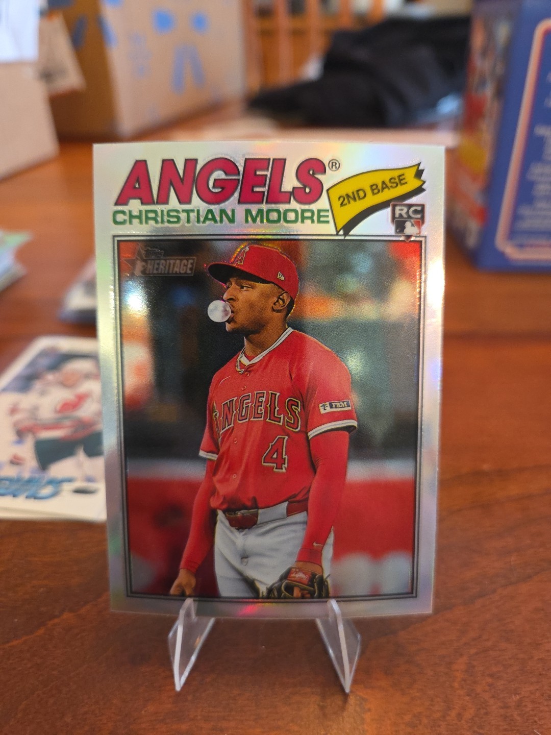 2026 Topps Heritage CHRISTIAN MOORE RC Chrome Refractor #249 Angels