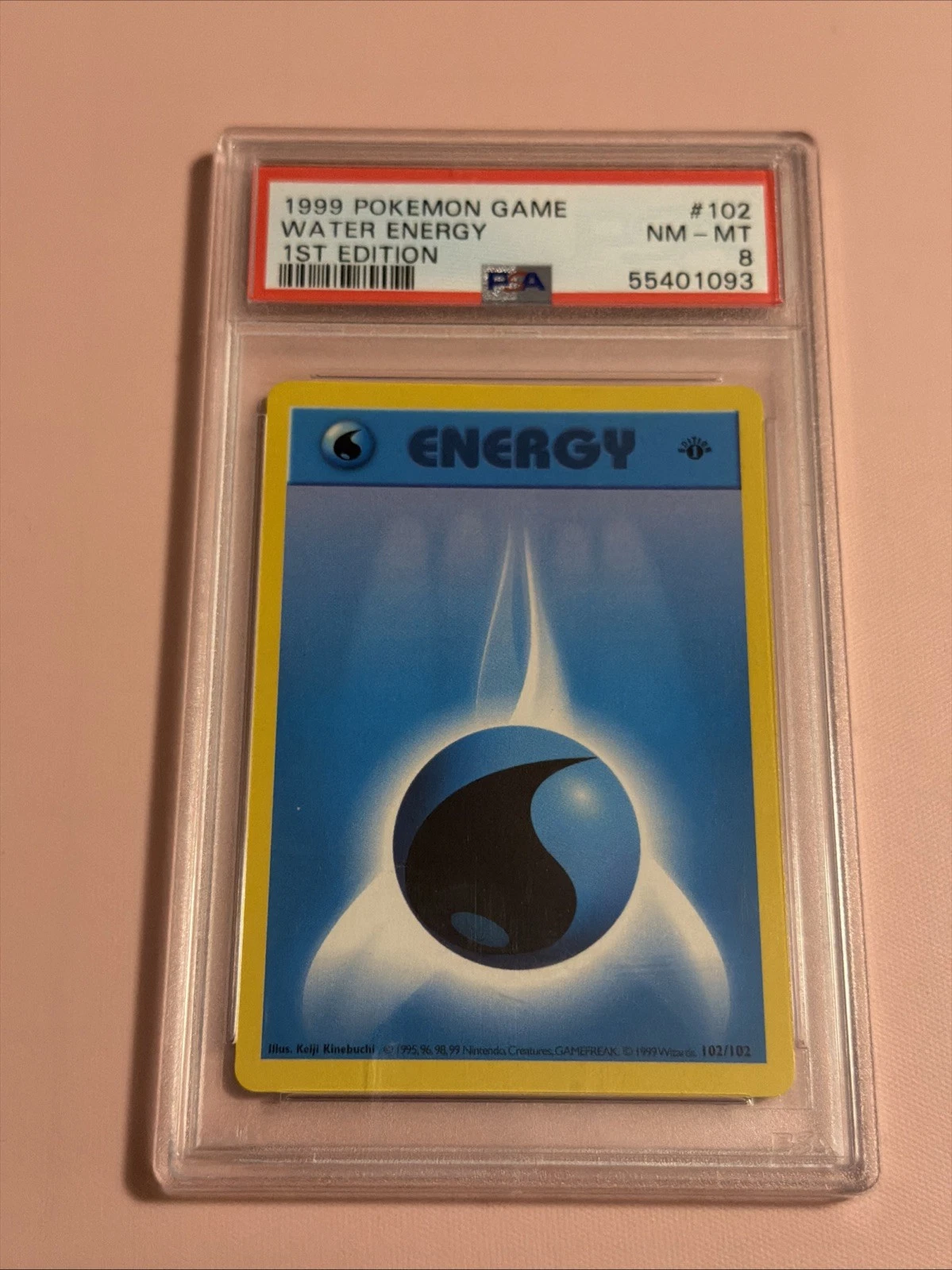 1999 Pokémon Game Water Energy 1st Edition PSA 8