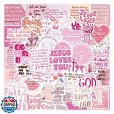 55PCS Pink Bible Verse Stickers for Water Bottles Laptop Journals, Eikecy Cut