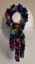 Festive Multicolor Loop Design With Cascading Curls Scrunchie.Handmade Crochet