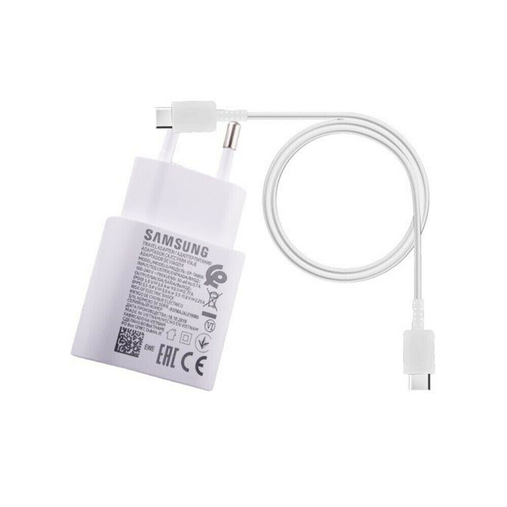 Genuine Samsung Charger 25W Super Fast Pin EU Mains Plug USB-C Cable In  White