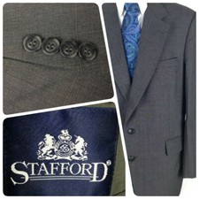 Stafford Men's Gray Windowpane Blazer Sport Coat Sz 43R 2 Button Vented 0521