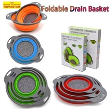 Foldable Strainer Fruit Vegetable Washing Basket Silicon Colander Collapsible