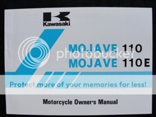 1986 Kawasaki Mojave 110 E Atv Tout Terrains Véhicule Owner Opérateur Manuel