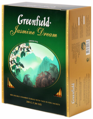 GREENFIELD JASMINE DREAM GREEN TEA 100 TEA BAGS RF NO GMO MADE IN RUSSIA