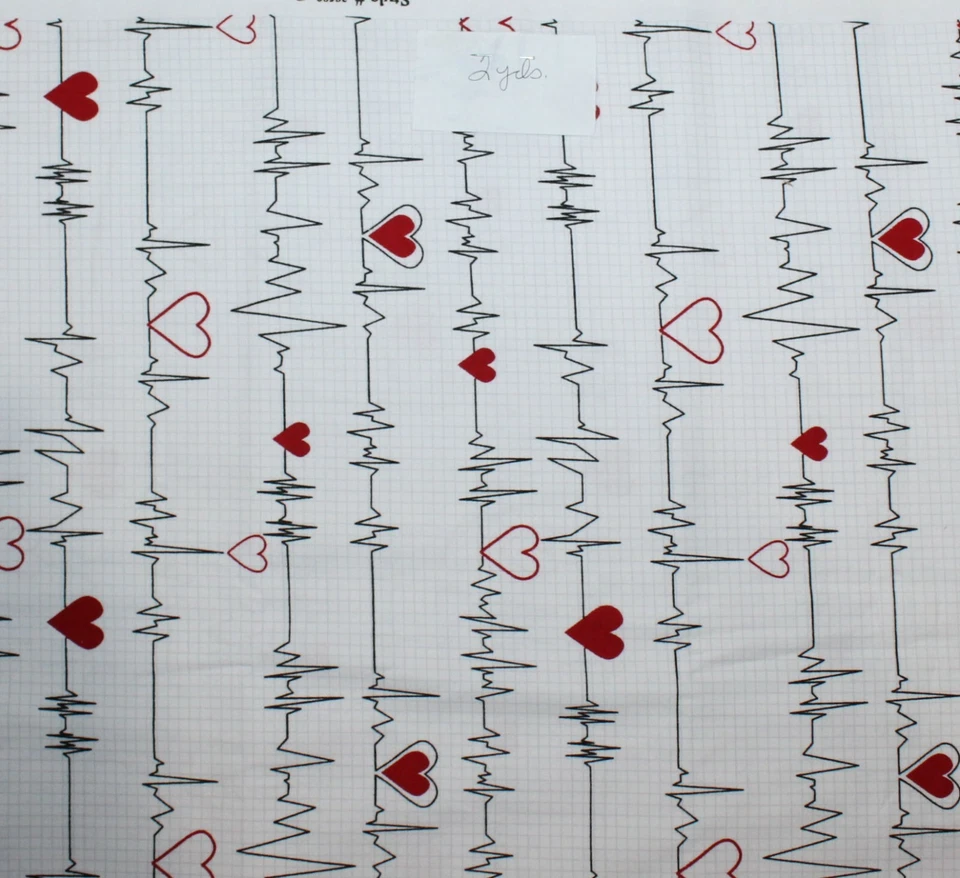 Serigrafía 100 % algodón ECG médico de 1 yarda Foto 2 de 2