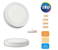 Plafoniera led montaggio esterno a soffitto 6 12 18 24 w tonda bianca applique