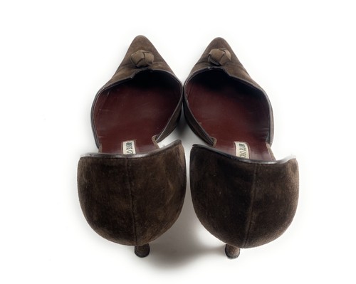 Manolo Blahnik braunes Wildleder 3 Zoll Absätze 38,5 EU Größe 7,5 US - Bild 5 von 9