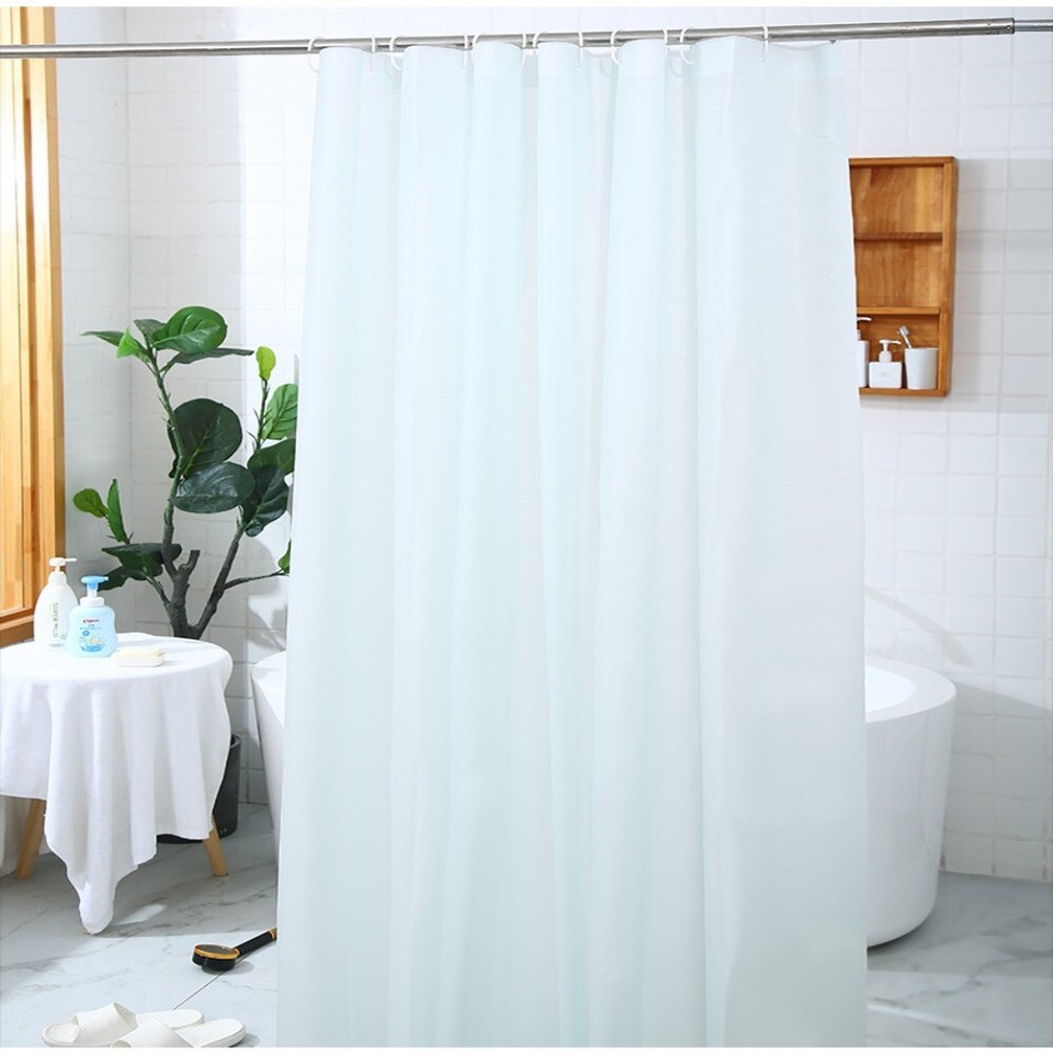 Solid Color With Hook Waterproof Bathroom Curtain Mildew Proof Shower
