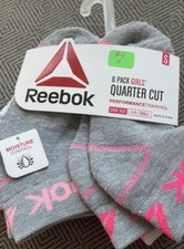 New Girl  s 6 Pack Reebok Quarter Cut Socks Shoe Size: 4-8 Small