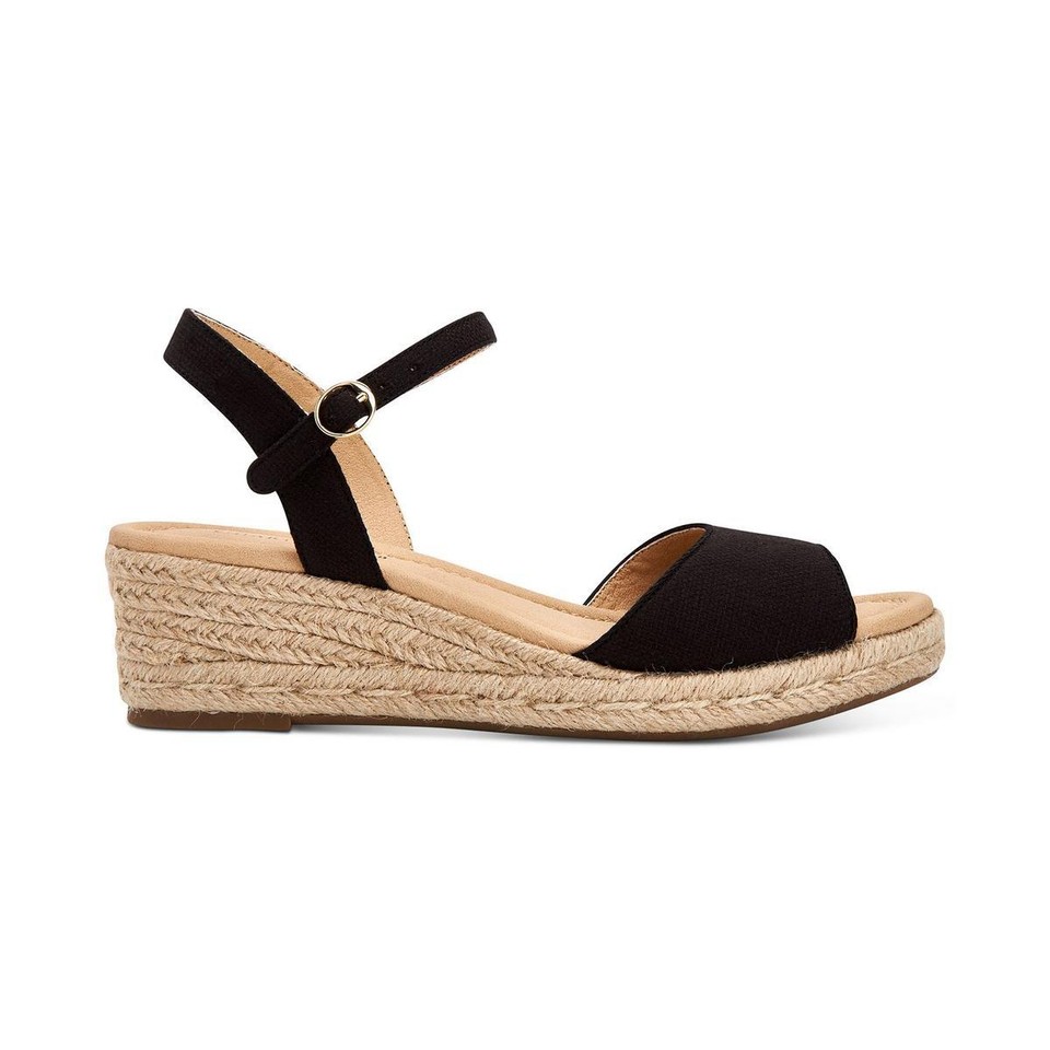 Charter Club Womens Luchia Black Wedge Sandals Shoes 8.5 Medium (B,M