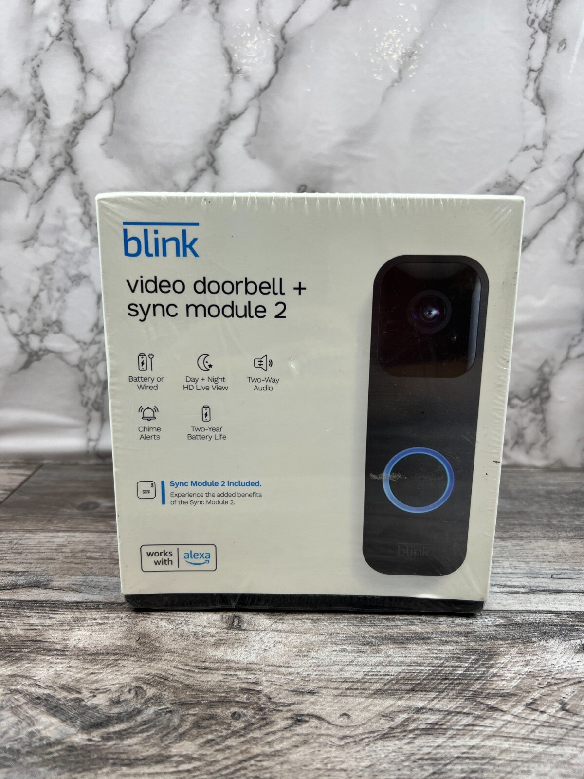 Blink Video Doorbell + Sync Module 2 | Two-Way Audio, HD Video, Battery or Wired-image