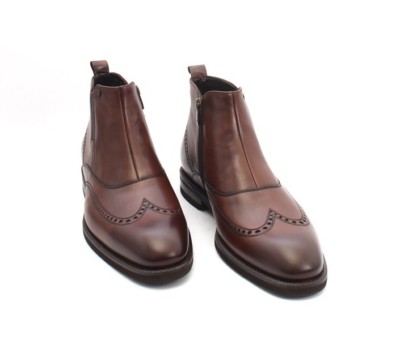 Roberto Serpentini 47701 Brown Leather Zip-Up Ankle Boots 44 / US