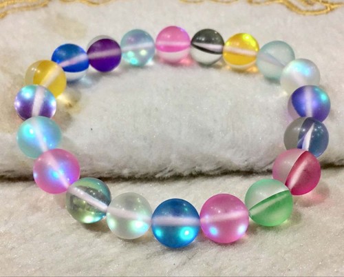"Pulsera multicolor de 6/8/10/12 mm brillante arco iris gemas redondas cuentas de 7,5""" - Imagen 2 de 7