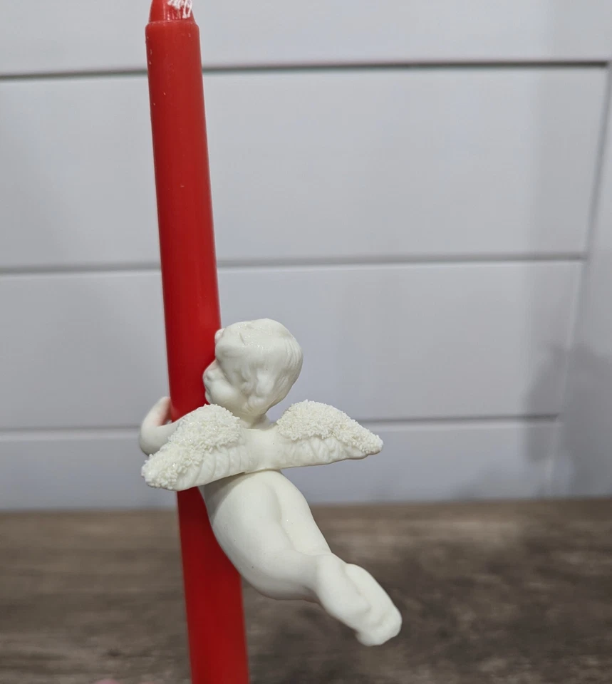 Vintage Treasured Times 2 Piece Porcelain Bisque Snow Angel Candle Climbers - Image 4 of 4