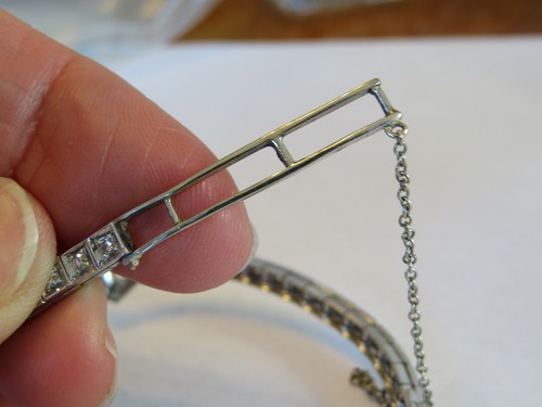 ANTIQUE PLATINUM 1.02 CT DIAMOND VS1 F HAMILTON WATCH 7 1/4" LONG - 第 10/12 張圖片