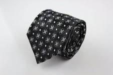 JOHN W NORDSTROM Silk Tie. Eye Catching Black with Boxed White Floral.