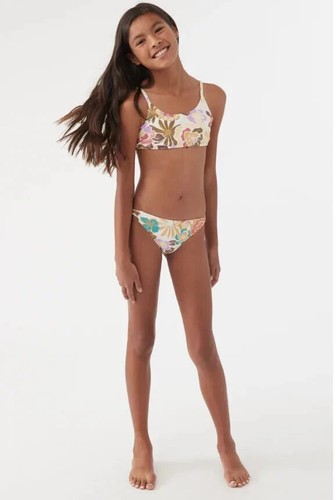 O'Neill Meadow Swimwear Girls 6 White Floral Print Halter Neck Two-Piece UPS207 - Picture 3 of 10
