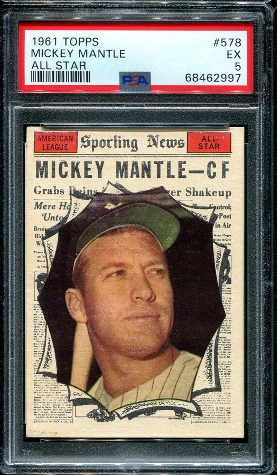 PSA 5 EX 1961 TOPPS MICKEY MANTLE #578 ALL STAR YANKEES HOF 62997