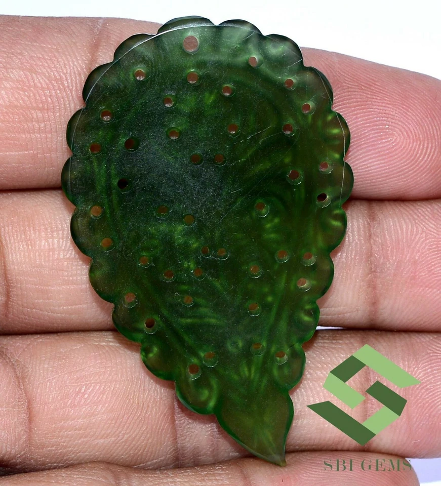 52.77 CTS Natural Serpentine Hand Made Carving 55x35 mm Loose Gemstone - Image 4 of 4