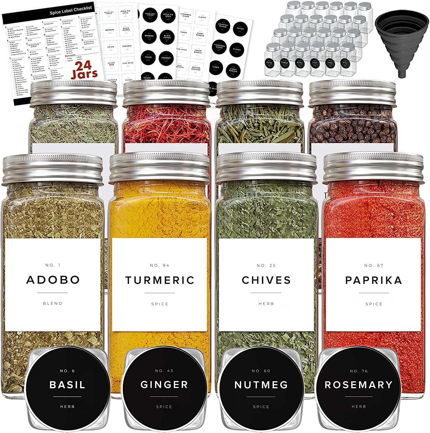 Spice Containers Glass Jars W Label 24 empty 4oz Jars NEW