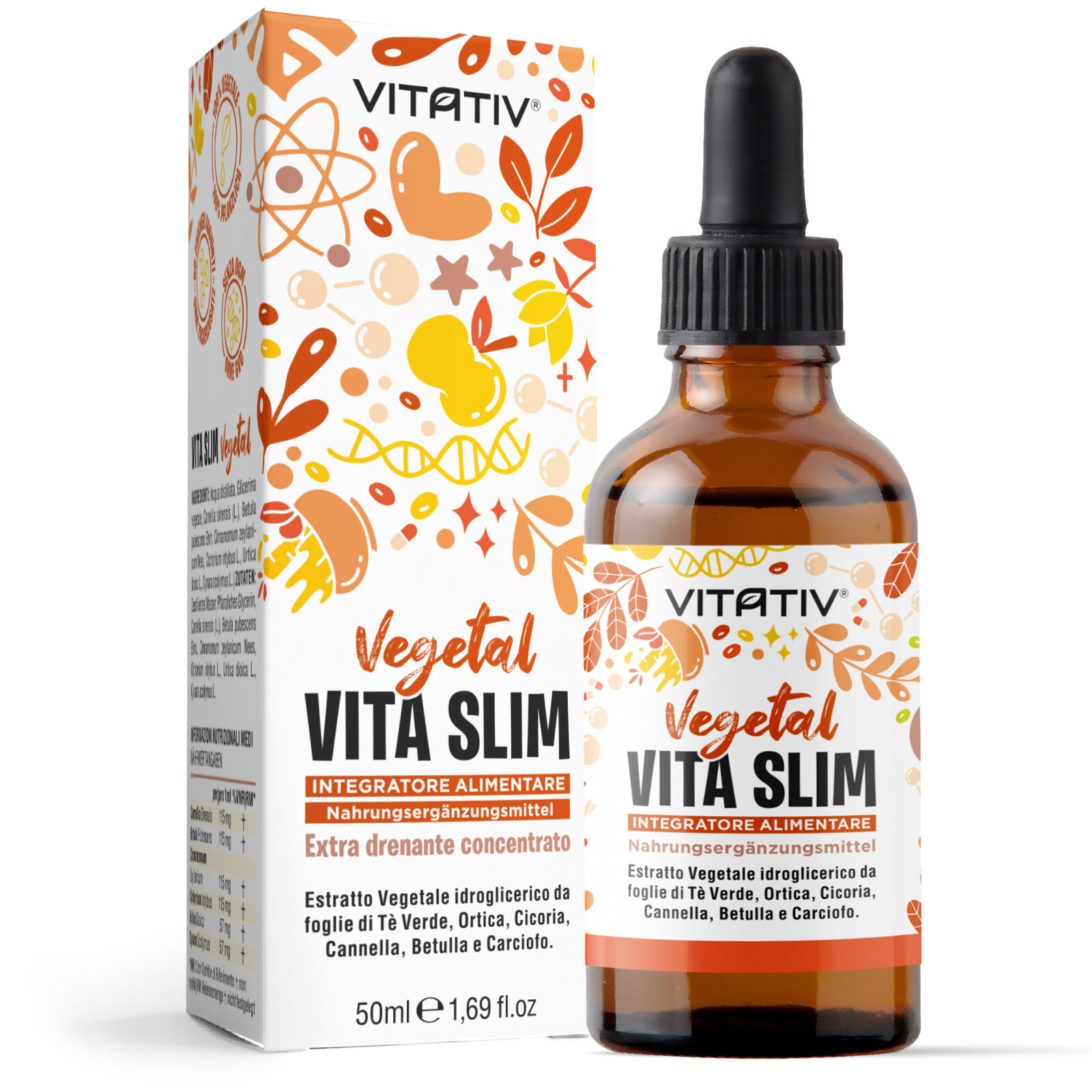 VITATIV® Vita Slim, Estratto Vegetale, Drenante Forte, Detox, Anticellulite 50ml