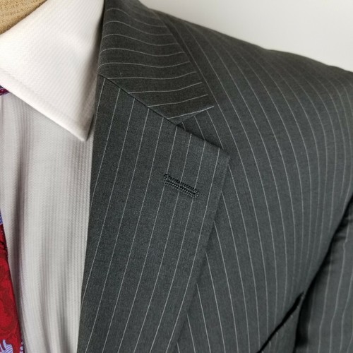 Michael Kors Mens Sport Coat 44L Gray Pinstripe Wool Blazer 2 Button - Picture 6 of 12