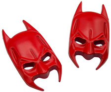 2x Metal Batman Mask Emblem Sticker Star Badges Truck Suv 2.5 X 1.25 Red