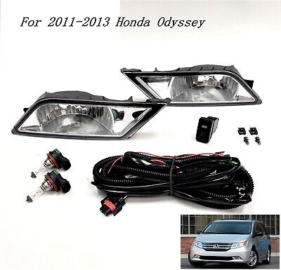 Clear Lens Fog Light Kit For 2011-2013 Honda Odyssey w/ Bezel Switch Bulb Wire