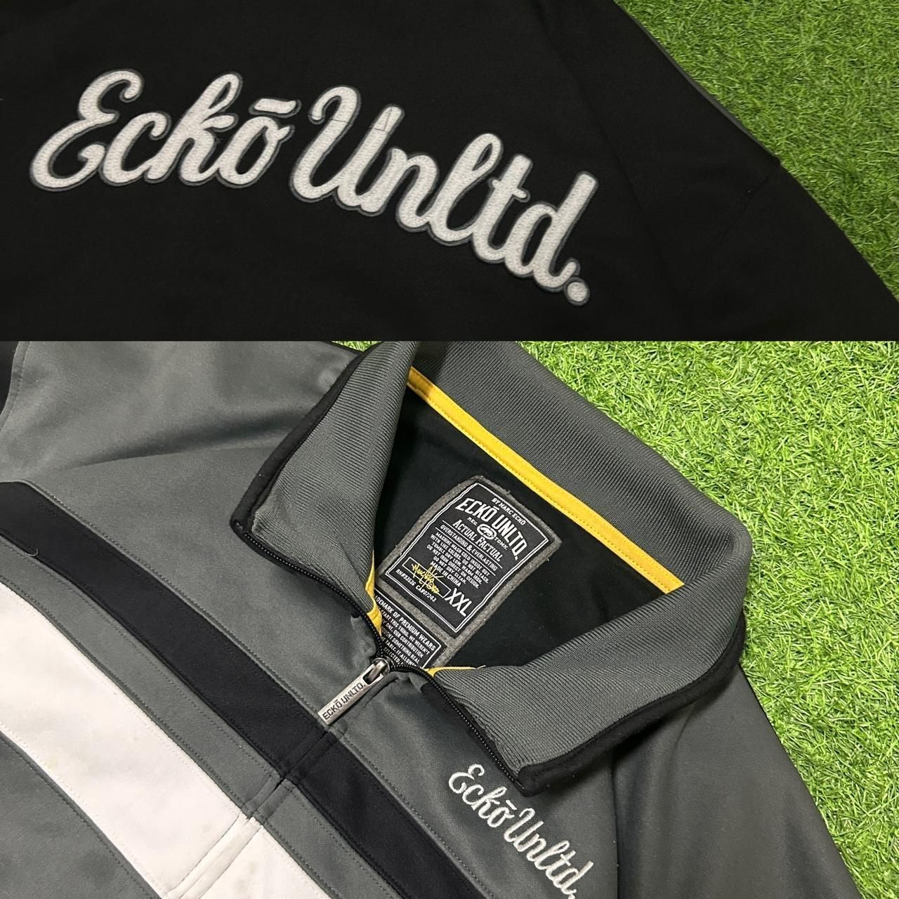 VTG Ecko Unltd Y2K 2000's Black Big Logo Spellout Size XXL Full Zip Track Jacket image 7