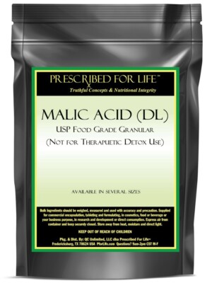 Malic Acid (DL) - USP Food Grade Granular (For Flavoring Use Only), 12oz(340g)