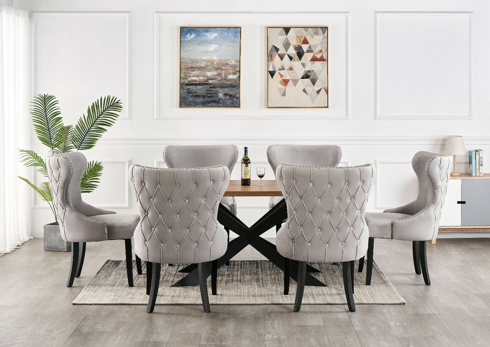 Luxury Dining Table Set Velvet Chairs Dining Table Set 4 and 6 Seater ...