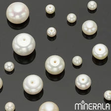 NATURAL FRESHWATER WHITE PEARL HALF DRILLED ROUND FB 8mm-14.25mm WP027BE