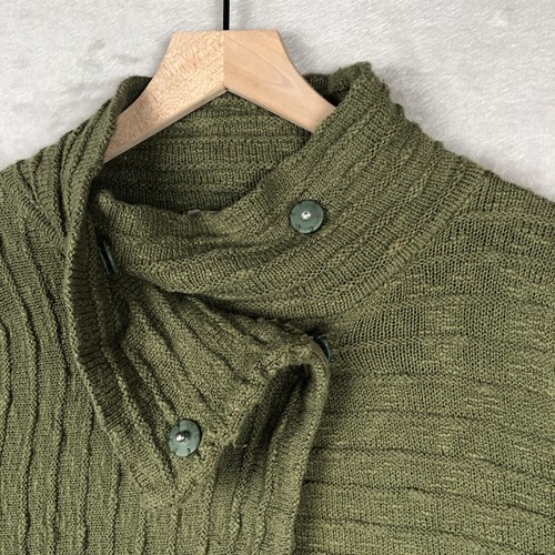 HABITAT Clothes to Live in Size Cardigan Sweater Sz S Green Mock Neck Snap - Picture 3 of 15