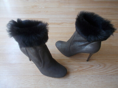 $1095 Jimmy Choo Tempo Boots Suede Shimmer Shearling Booties sz 40 US 9.5 NEW