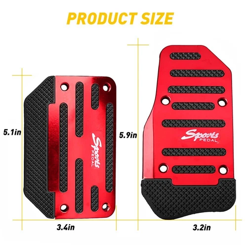 Gas Pedal Pad Cover Red Non Slip Automatic Car Brake Foot Accessories - Foto 4 di 8