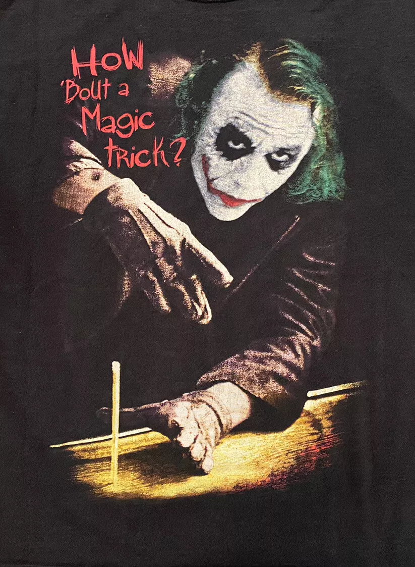 Rare VTG Dark Knight Joker Movie Promo T Shirt SZ XL Magic Trick Heath Ledger