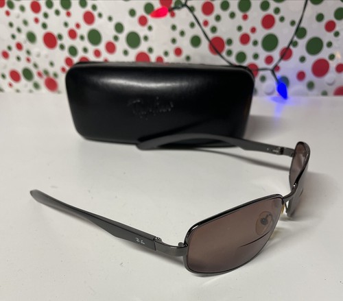 RARE: Ray Ban Matte Silver Metal Frame Crystal Brown Prescription lens Sunglass - Picture 2 of 13