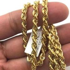 14K Yellow Gold 4mm Hollow Rope Chain 20"