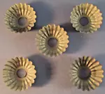 Lot of 5 solid brass stamped & fluted candle cups/bobeches. Slip  1/8" IPS