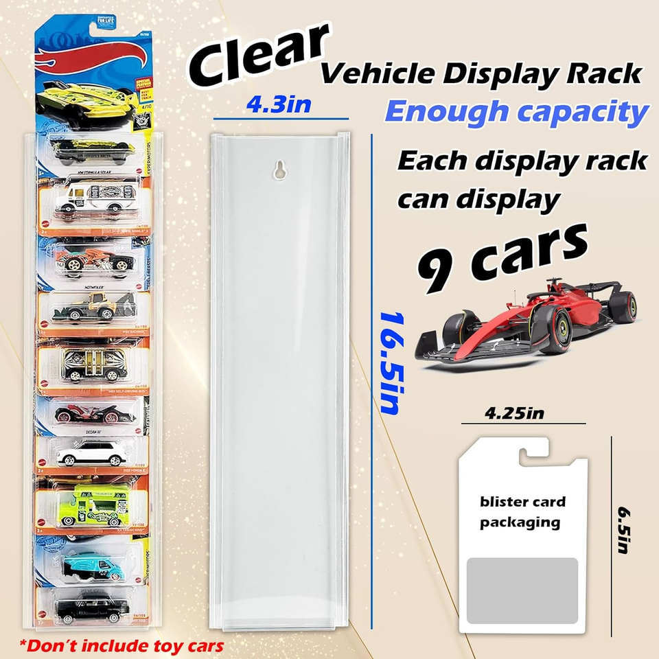 3 Pack Acrylic Display Case for Packaged Cars, Compatible with Hot