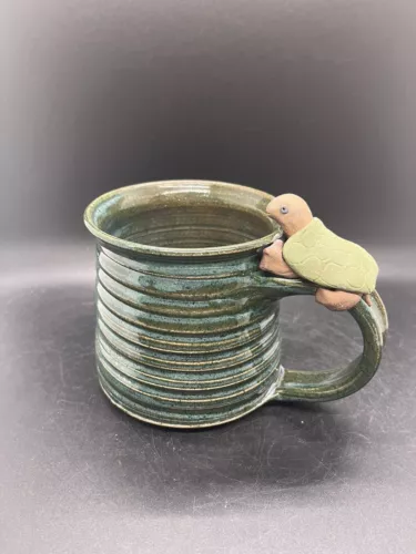 Pottery Mug With Turtle On Handle Signed 5/98
