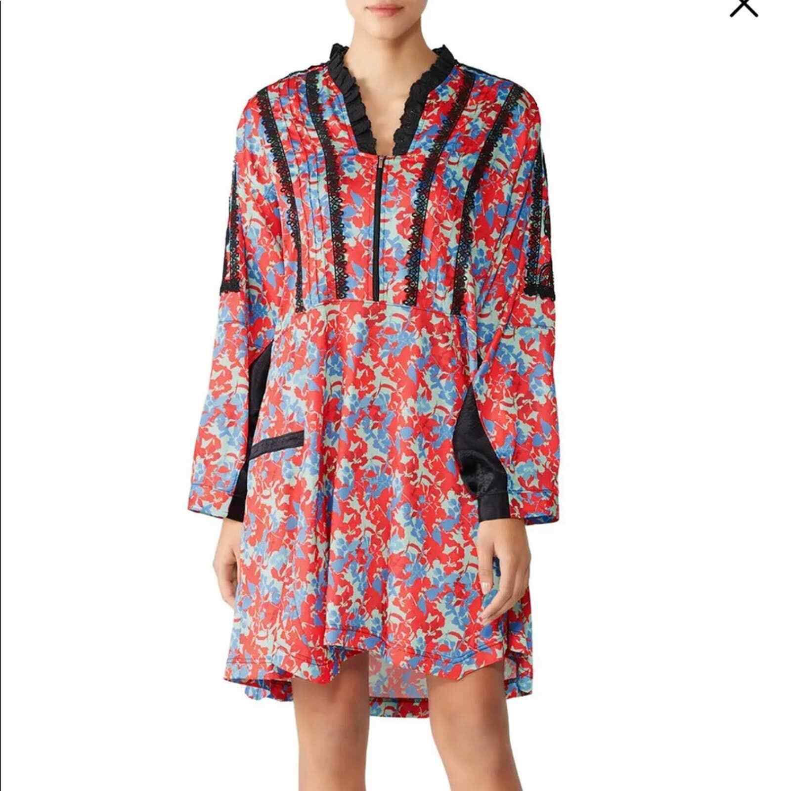 Koche Lace Trim Floral Dress Kaftan Dress FLAWED - image 1