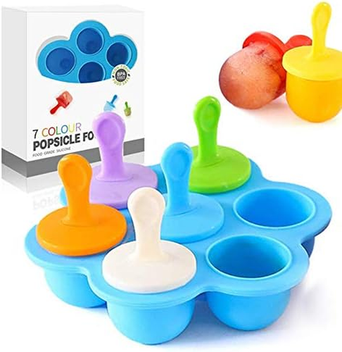 Eisformen Silikon,Eisformen Kinder,7 Mulden Eisform Mit Kunststoffstäbchen,Eis A - Bild 11 von 12
