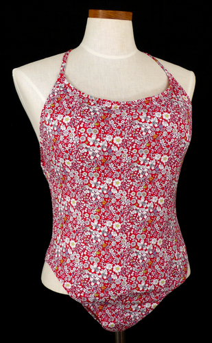 NWT J. CREW Retail $128 LACE-UP BACK SWIMSUIT LIBERTY JUNES MEADOW RED FLORAL 12