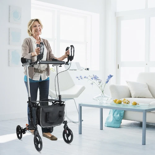 Upright Rollator Mobility Walker Folding Lightweight with Arm Support and Seat - Picture 9 of 13