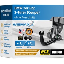ANHÄNGERKUPPLUNG für BMW 2er F22 Coupe 14-21 vert. abnehmbar BRINK +13pol E-Satz