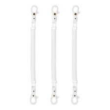 Retractable Coil Keychain W Double Plastic Lobster Clasp, 7.9", White 3 Pcs